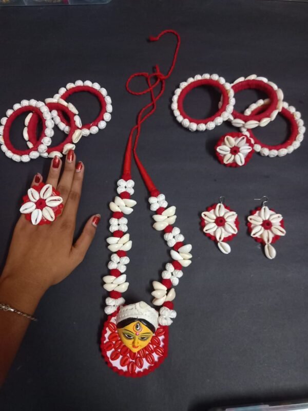 Traditional Maa Durga Jewellery Set (1 Necklace, 6 Bangles, Earrings, 2 Rings)