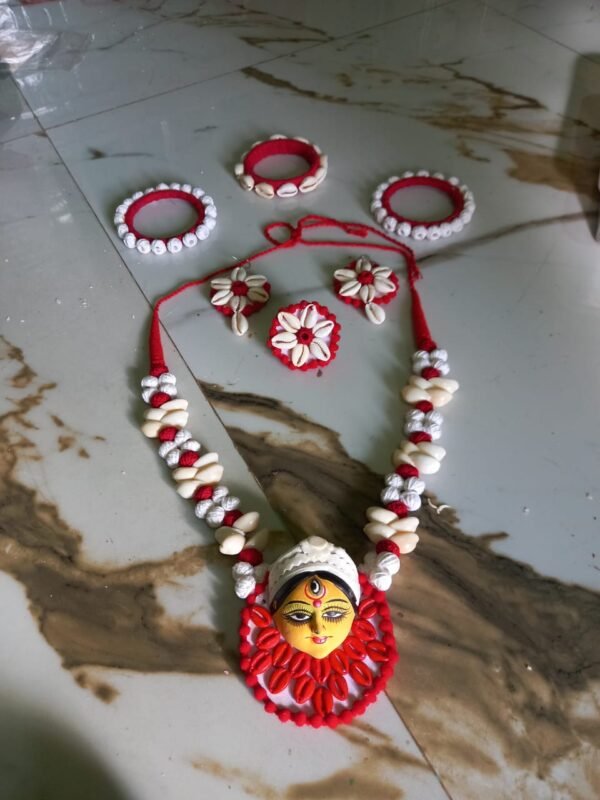 Traditional Maa Durga Jewellery Set (1 Necklace, 2 Bangles, Earrings, 1 Ring)